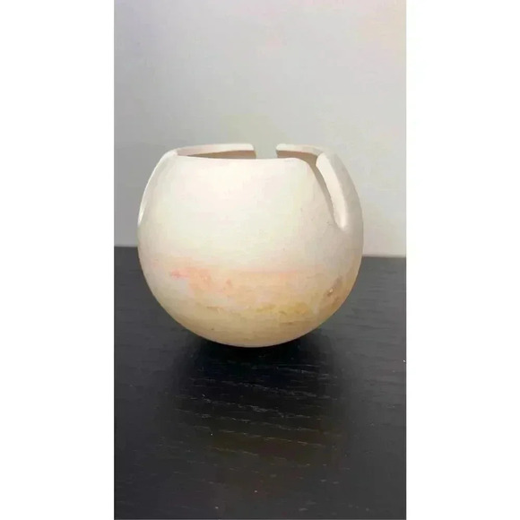 Vintage‎ Ivory Orange Circle Vase Bowl - Picture 5 of 12